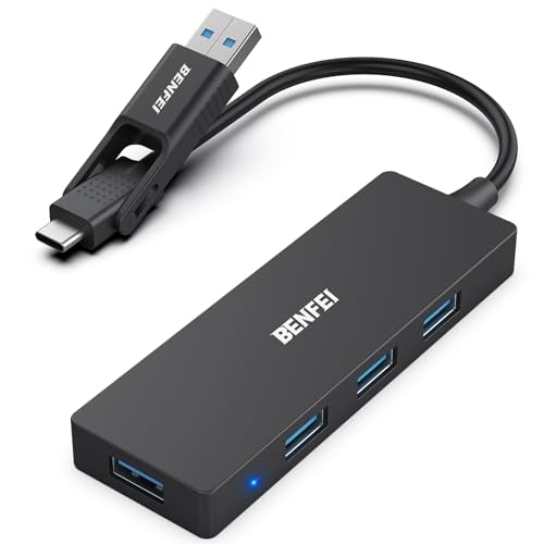 000291BK 4-Port USB 3.0 Ultra Flat Data Hub, USB C Hub with 4 Ports USB 3.0 Adapter