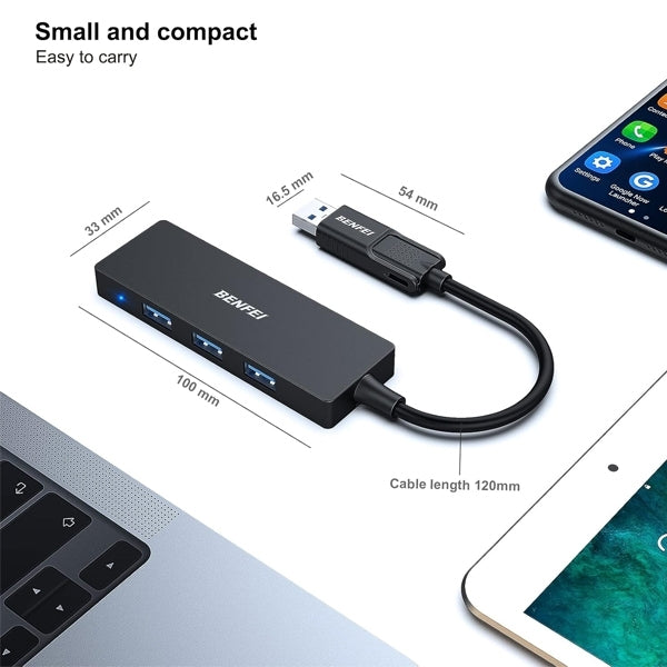 000291BK 4-Port USB 3.0 Ultra Flat Data Hub, USB C Hub with 4 Ports USB 3.0 Adapter