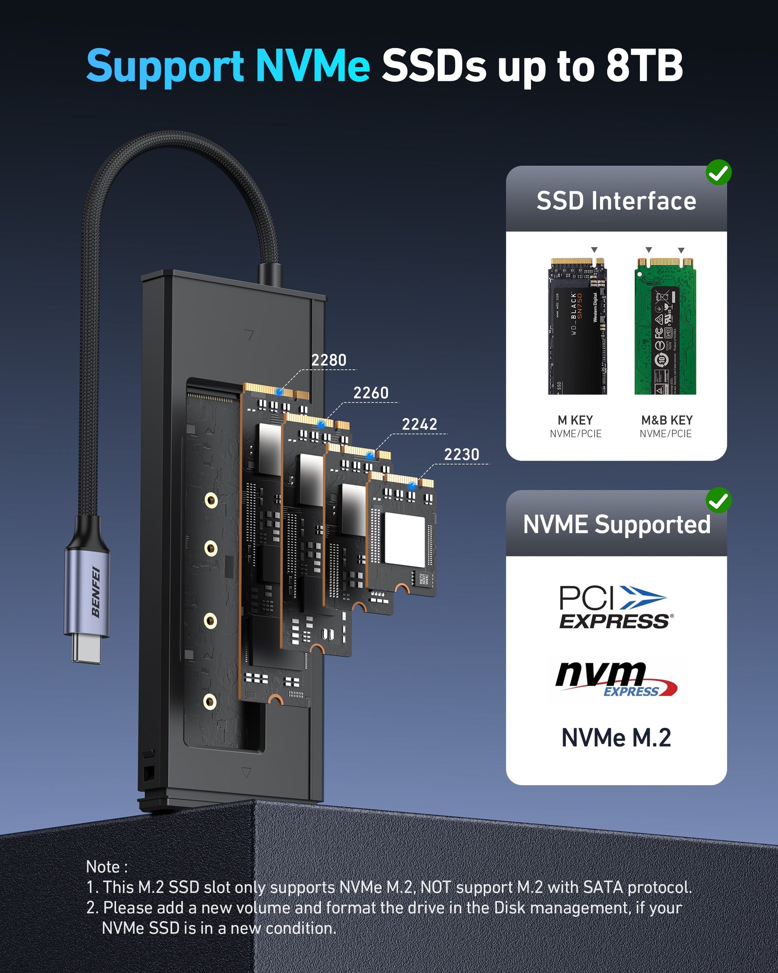 000389GY M.2 NVMe Enclosure with USB-C Hub