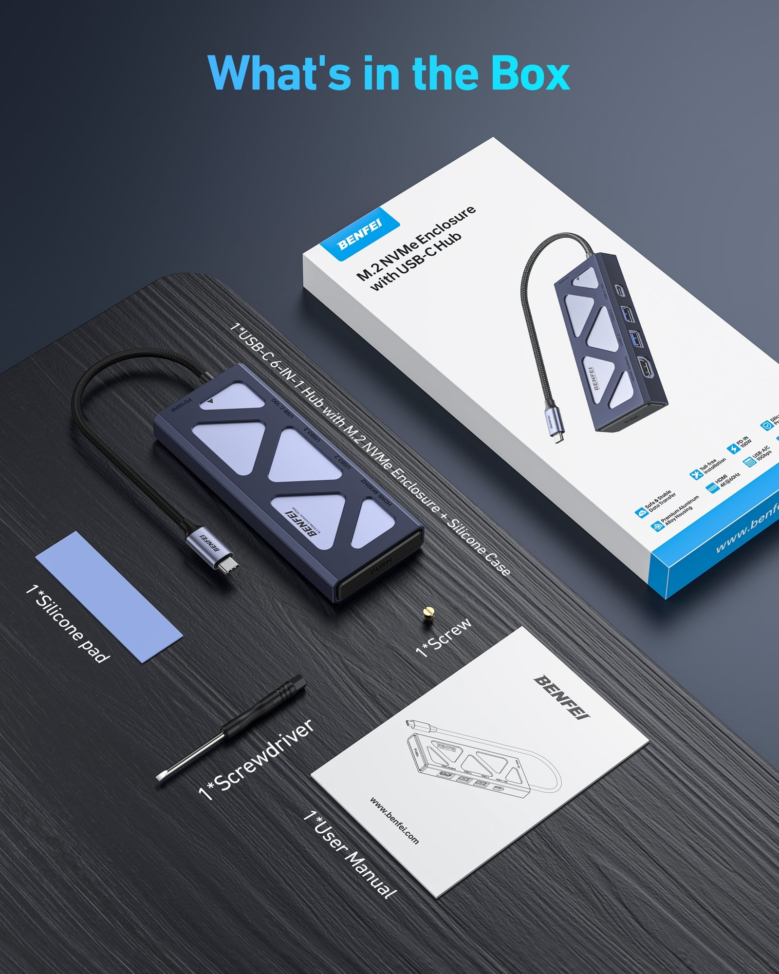 000389GY M.2 NVMe Enclosure with USB-C Hub