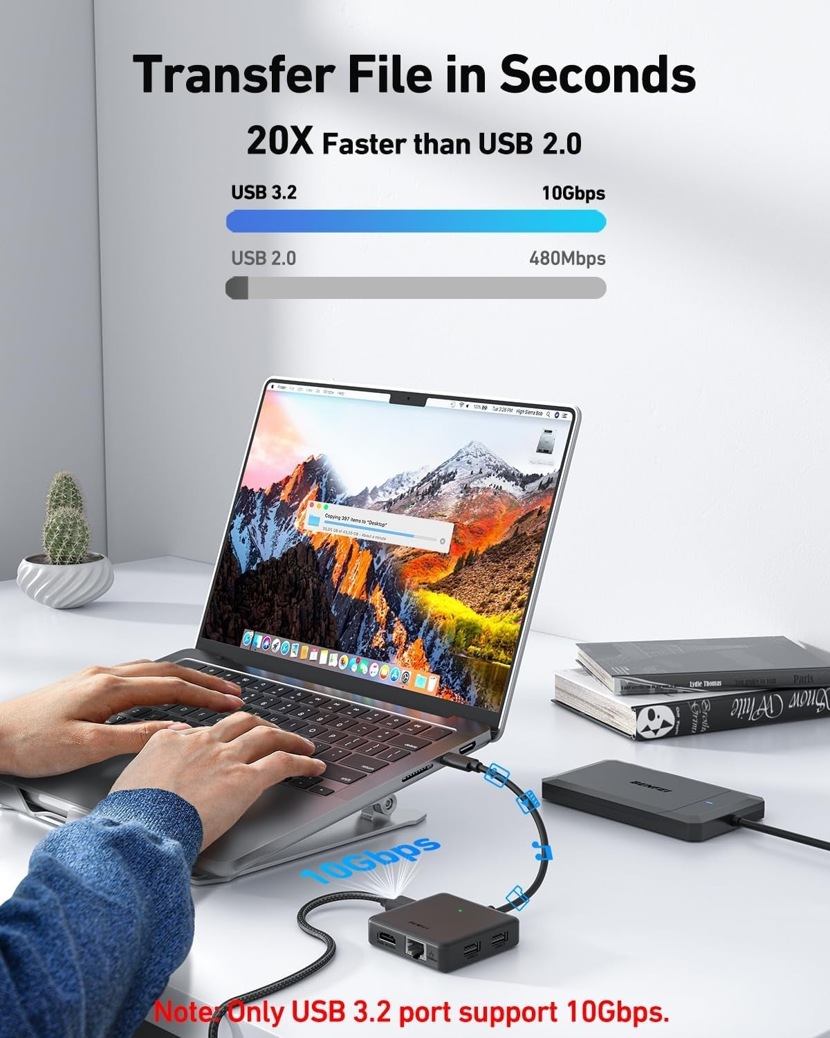 399BK 6-in-1 USB-C HUB to HDMI(8K)+USB3.2(10Gbps)+USB2.0x2+PD100W+RJ45 Black