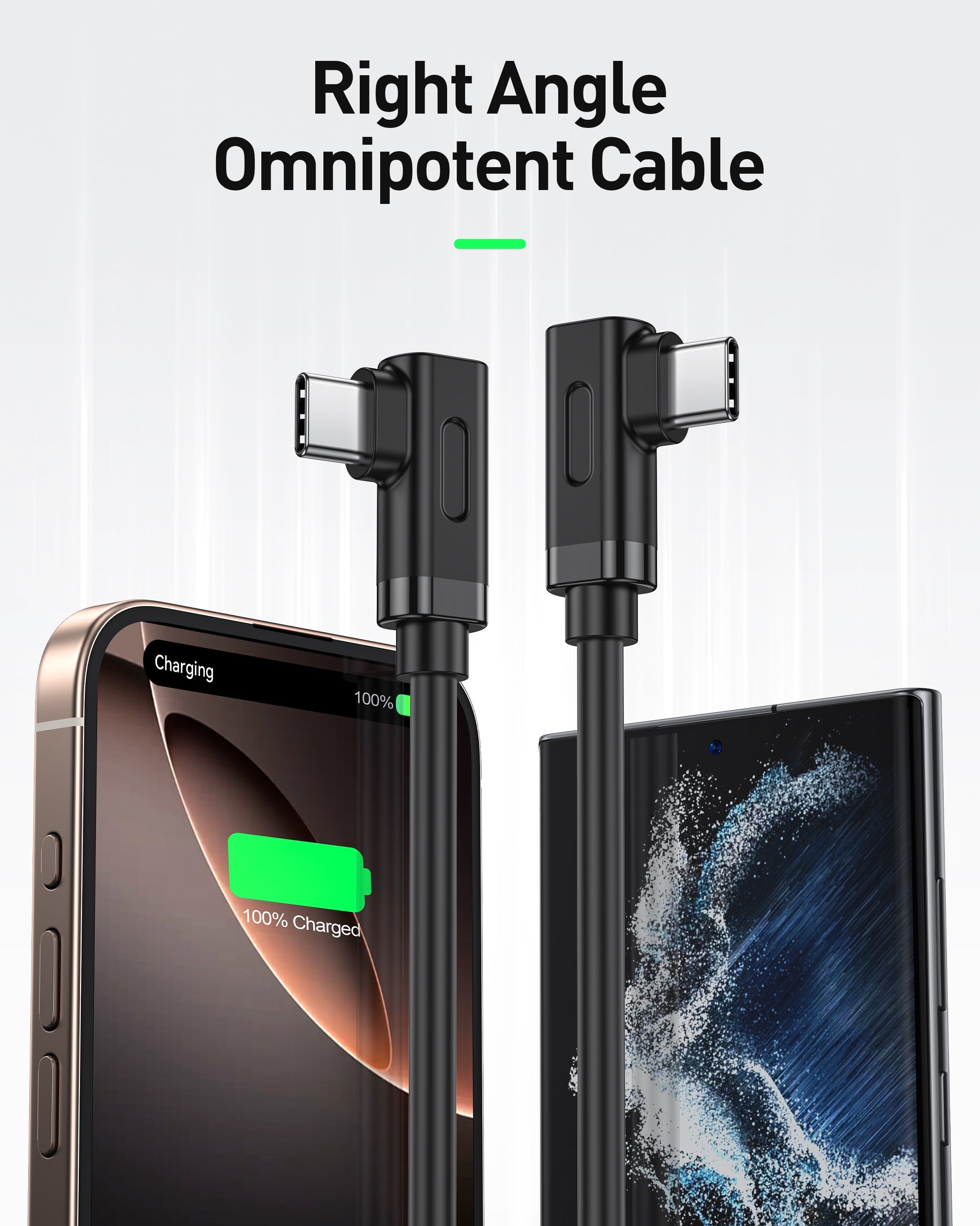 BENFEI 429BK-1M Right Angle USB C Cable 90-Degree, USB 2.0 Type C Charger Cable 3A Fast Charging, Nylon Braided USB-C to USB-C Cord
