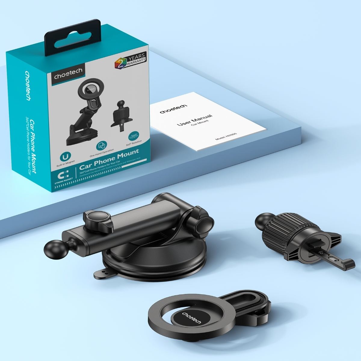 H01005 Magnetic Car Mount 360-dgree Rotation, Telescopic Arm, for SUVs