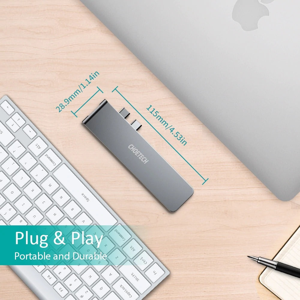 CHOETECH HUB-M14 7-in-1 USB-C Hub for MacBook Pro Air Thunderbolt 3 4K HDMI SD