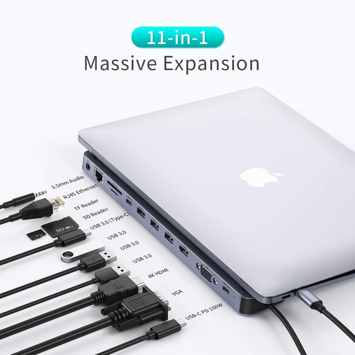 HUB-M20 USB-C 11-in-1 Multifunction Adapter, 100W PD, 4K HDMI