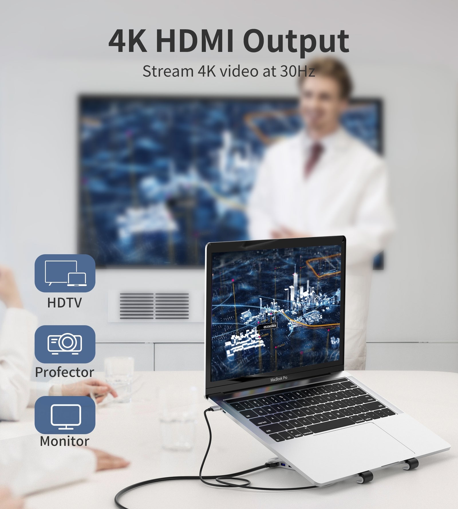 HUB-M43 7-in-1 USB-C Multiport Adapter with Foldable Laptop Stand