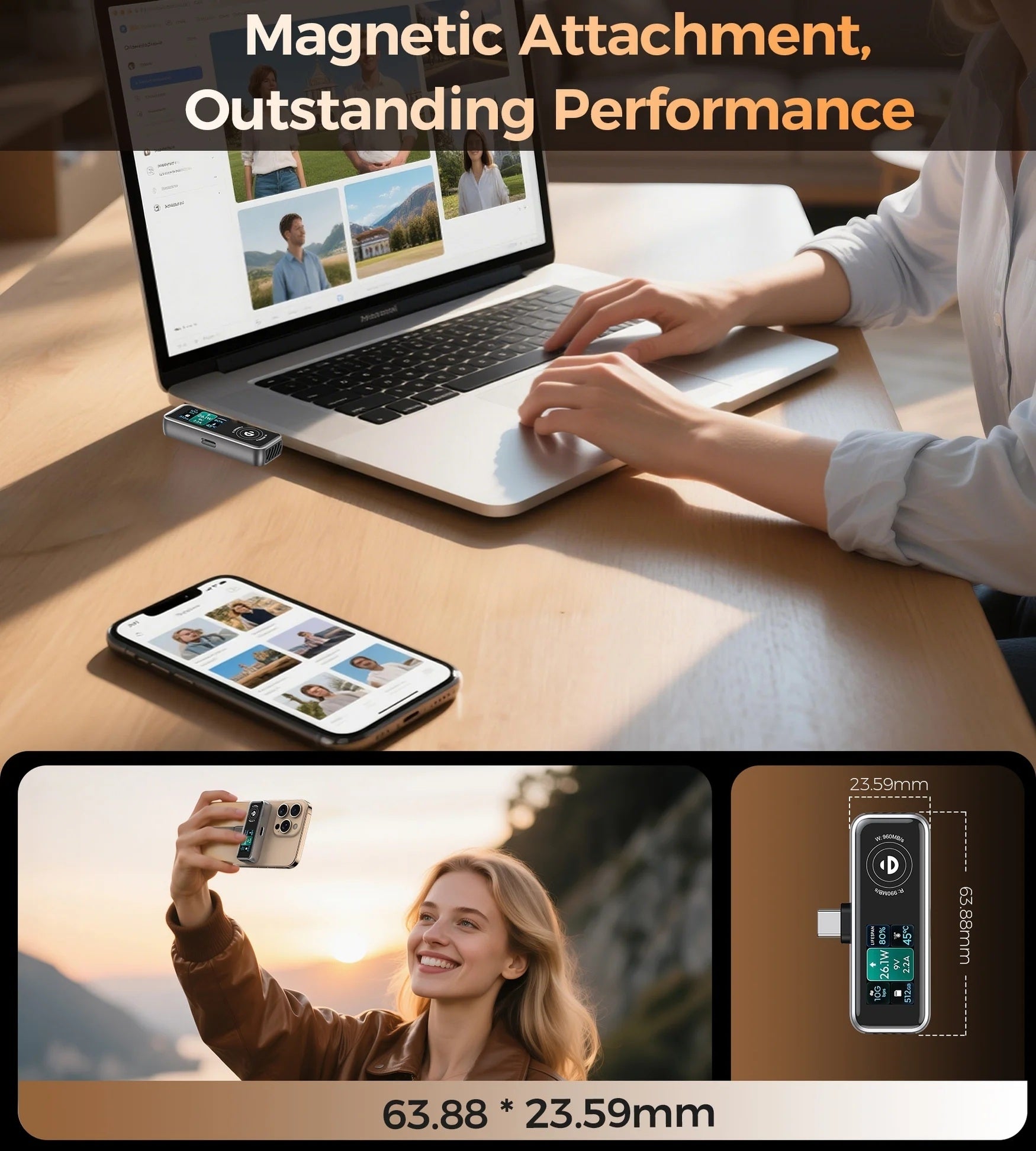 CHOETECH MSE023 512GB Magnetic Phone SSD 10Gbps USB-C Cooling Fan iPhone ProRes