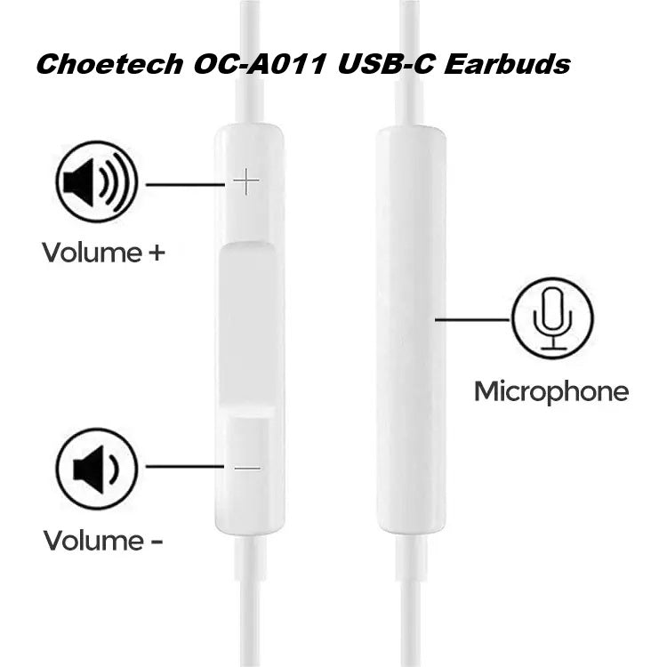 OC-A011 USB-C In-Ear Headphones 1.2m - White