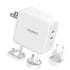 PD6008 GaN Dual USB-C 100W Travel Charger with US/EU/UK/AU Plugs Included