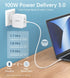 PD6008 GaN Dual USB-C 100W Travel Charger with US/EU/UK/AU Plugs Included