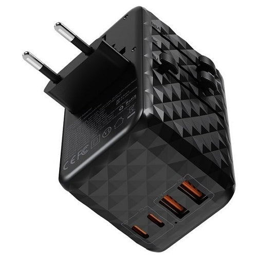 PD6028 GaN 5-Port Travel Wall Charger with 2 USB-C, 2 USB-A, AC Socket