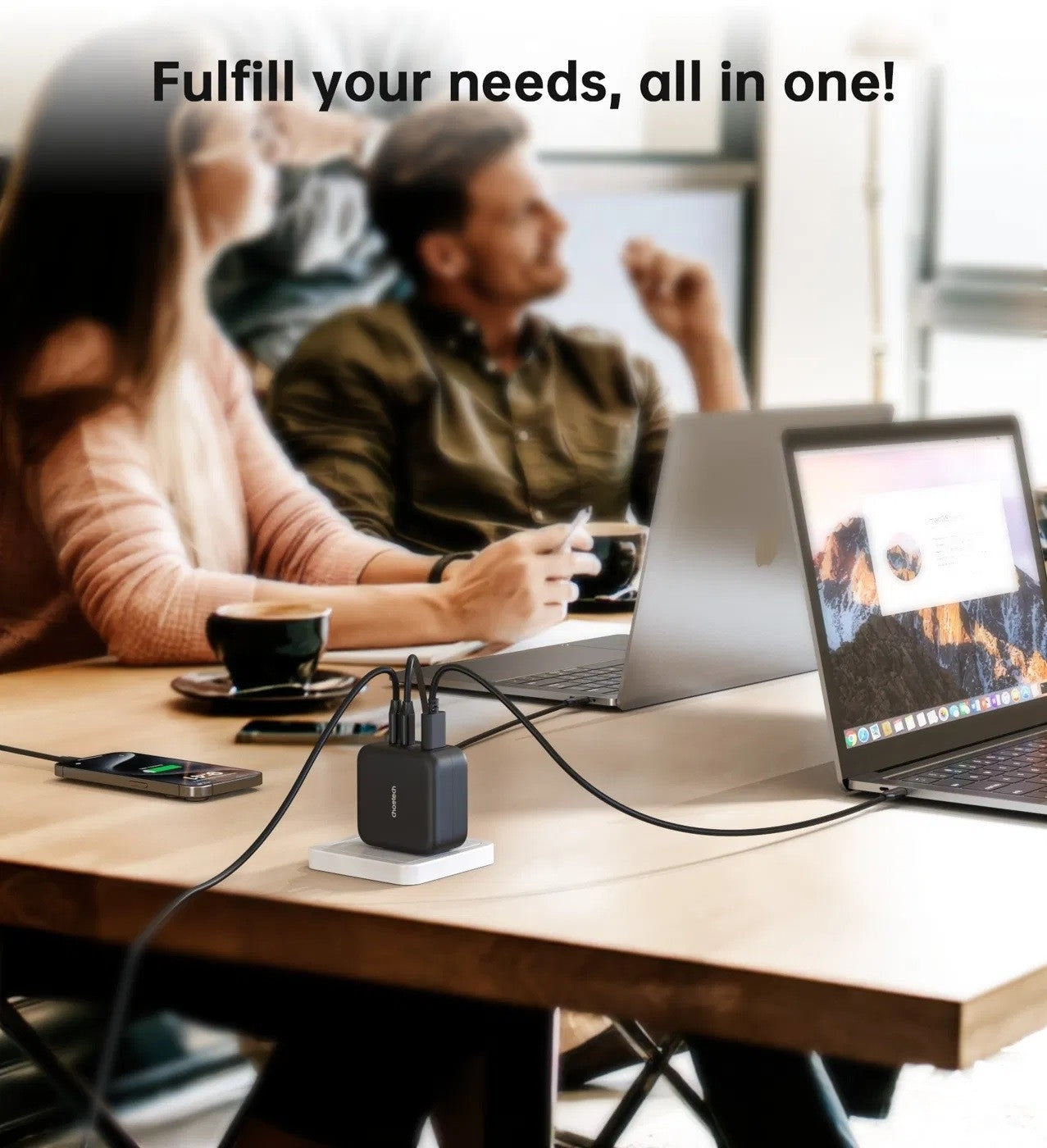 CHOETECH PD6055 GAN USB-C + USB-A 70w Travel Charger US/EU/UK/AU