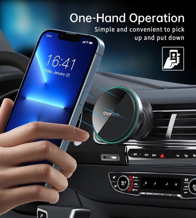 CHOETECH T205-F 15W Magnetic Car Charger Holder with LED Light PC housing