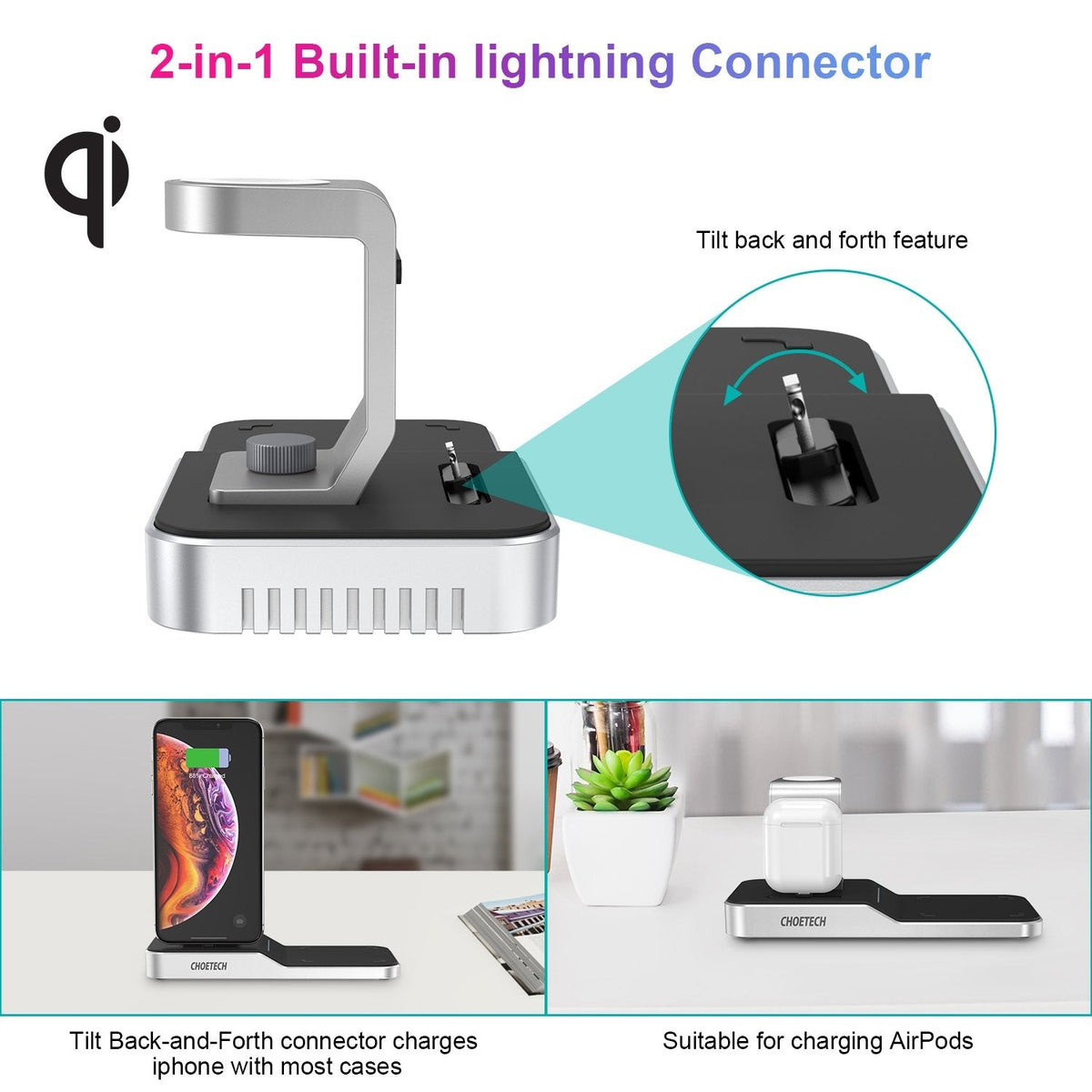 CHOETECH T316 4-in-1 Wireless Charging Station iPhone Apple Watch AirPods Dock