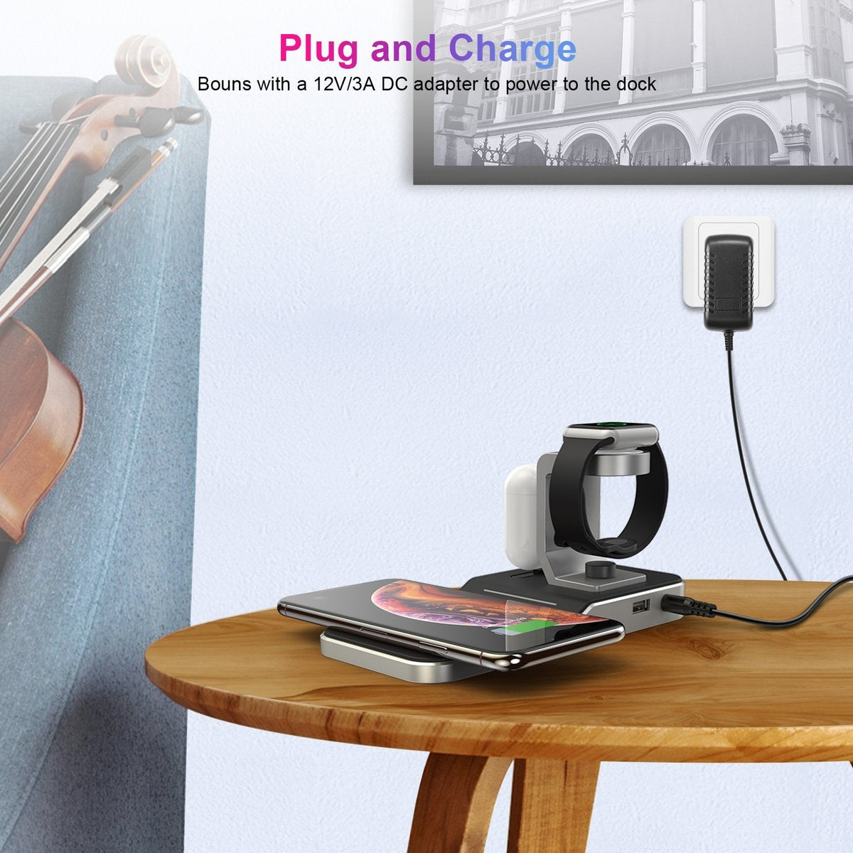 CHOETECH T316 4-in-1 Wireless Charging Station iPhone Apple Watch AirPods Dock
