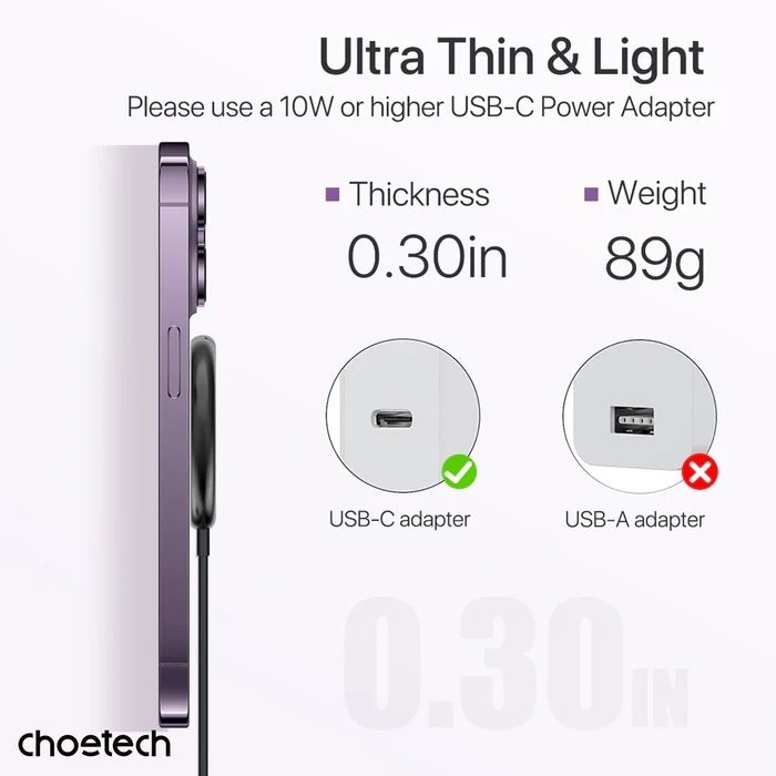 T697-F 15W/7.5W/5W magnetic charger for iPhone, Air Pods and more 1.5M Black