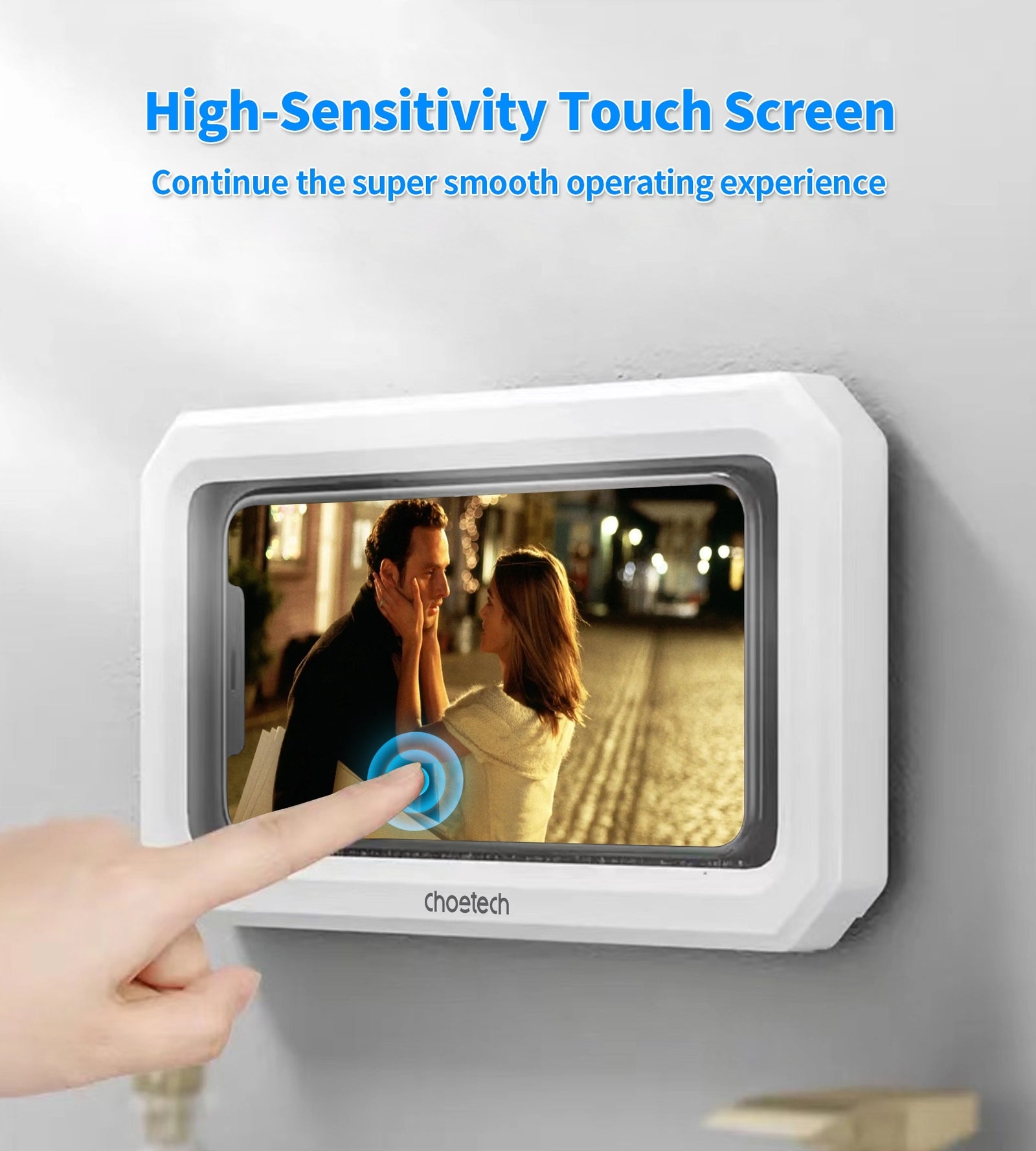 WPC008 Bathroom Waterproof Phone holder (up to 6.7-inch) White