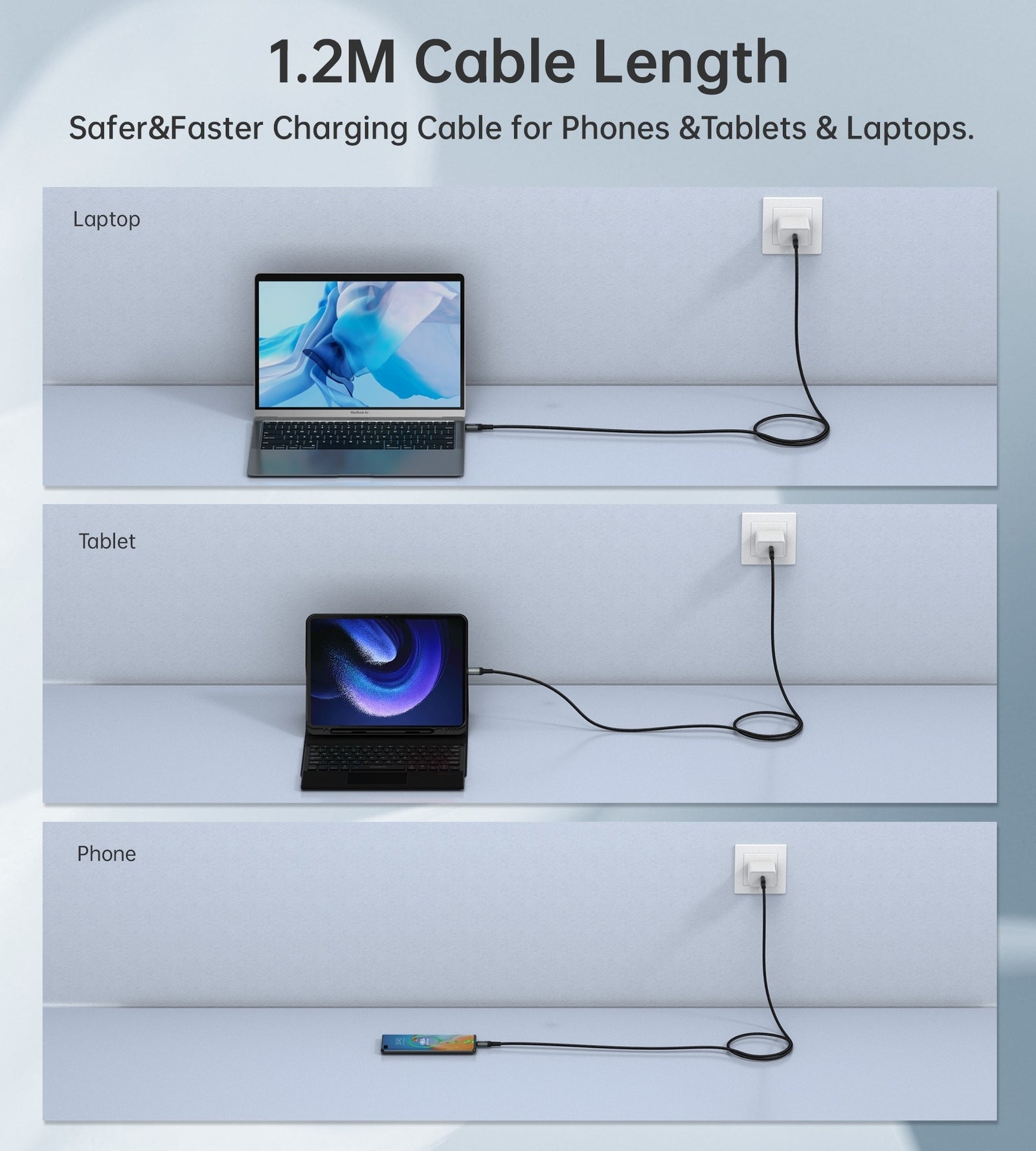 CHOETECH XCC-1040 USB-C M to M 240W Super Fast Speed Gen3 Cable 1.2M