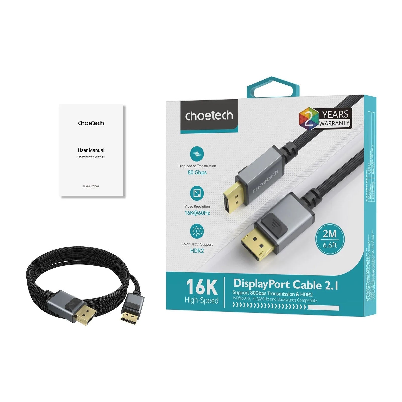 XDD02-1M 16K 60Hz / 8K 240Hz Resolution DP2.1 to DP cable 1M