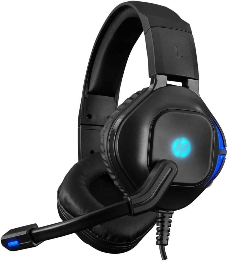 HP DHE-8002 Wired Gaming Headset 50mm Drivers USB 3.5mm LED Mic PC Laptop Black