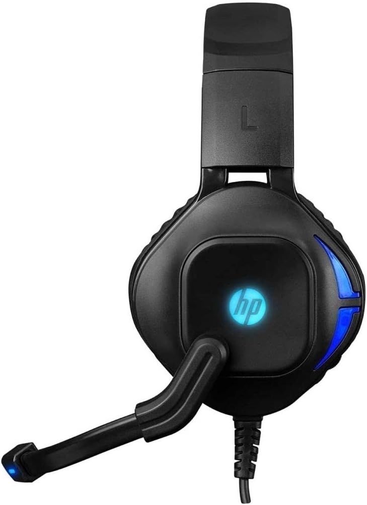 HP DHE-8002 Wired Gaming Headset 50mm Drivers USB 3.5mm LED Mic PC Laptop Black