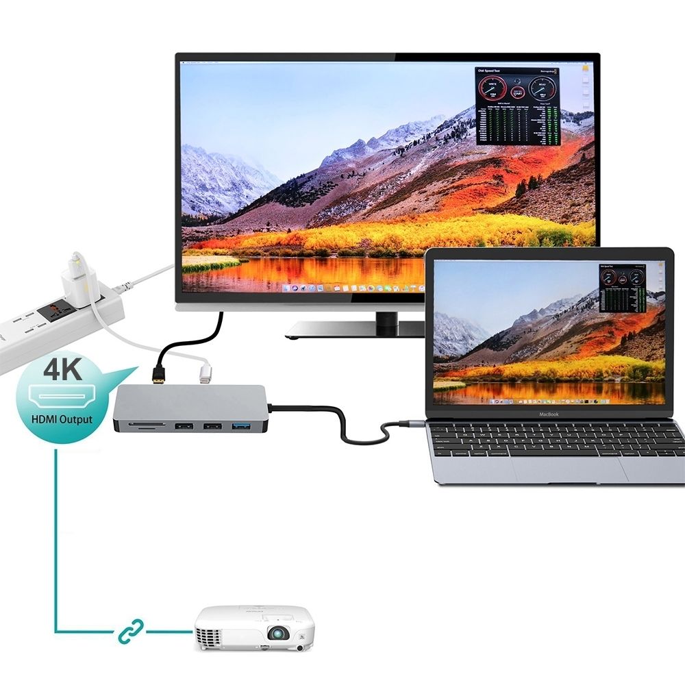 9822T USB-C 7-in-1 Multifunction Adapter HDMI/USB3.0*1/USB2.0*2/SD/TF/USB-C PD
