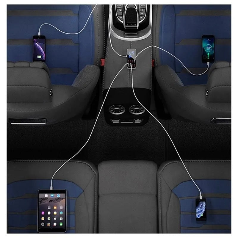 8-Port PD+QC3.0 Car Charger with LED Display