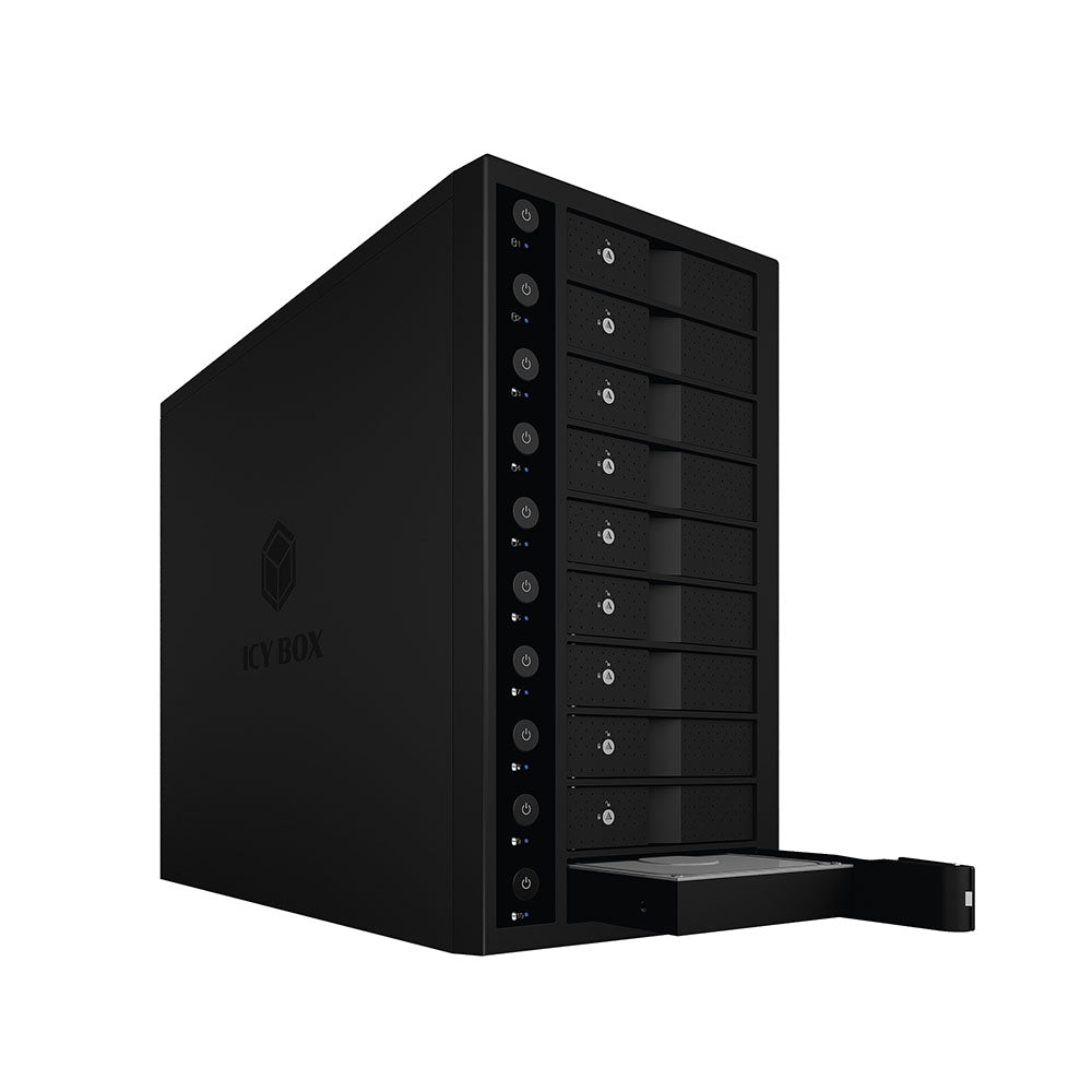 IB-3810-C31 SINGLE enclosure for 10x HDD with USB 3.1 (Gen 2) Type-C or Type-A interface