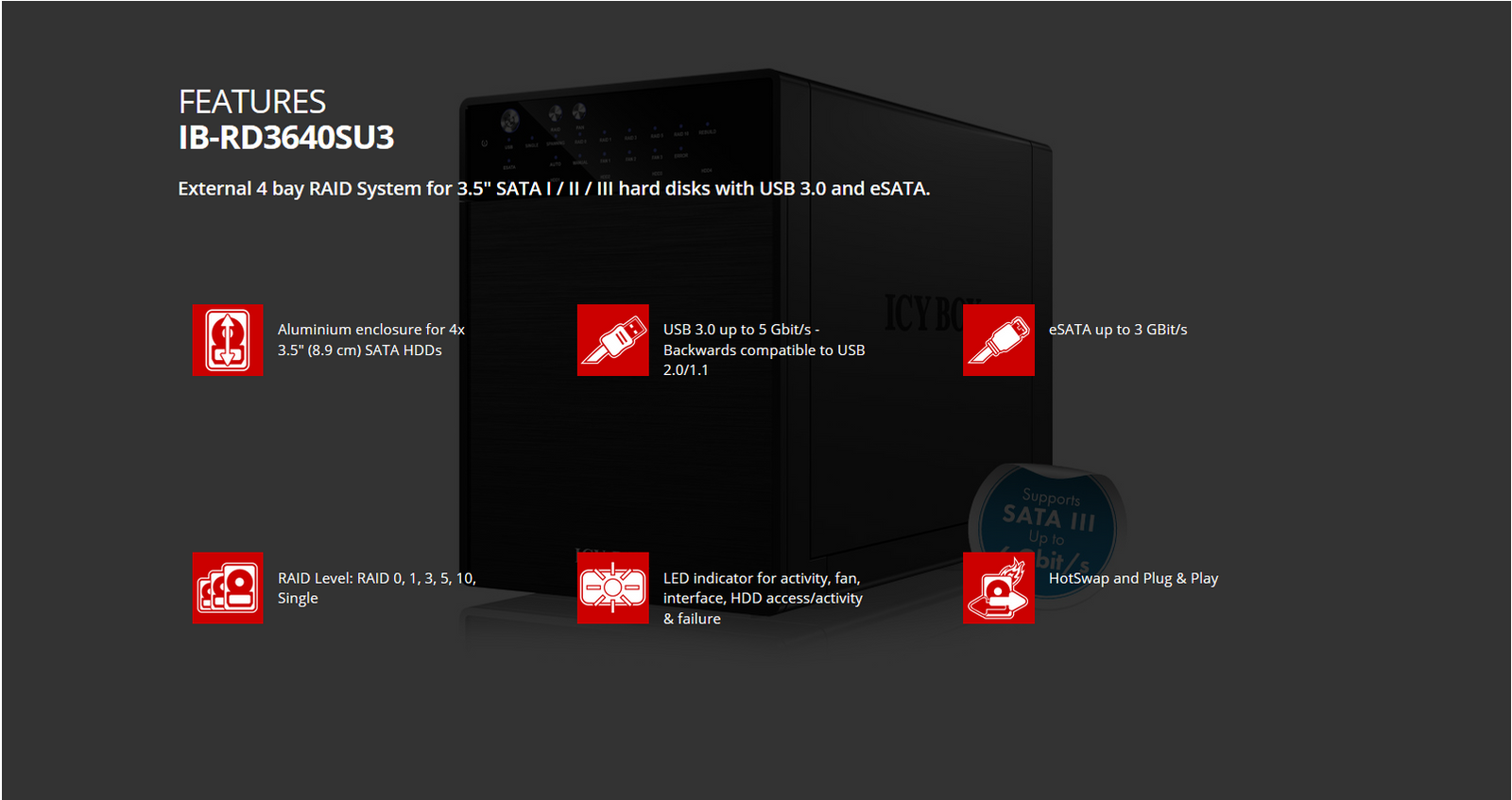 ICY BOX External 4 bay RAID System for 3.5