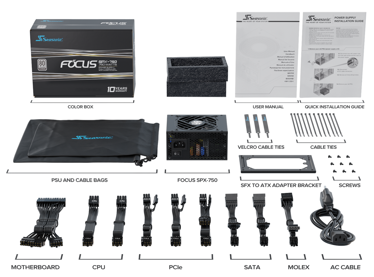 Focus SPX-750 750W Fully Modular SFX Power Supply, Gold Rated
