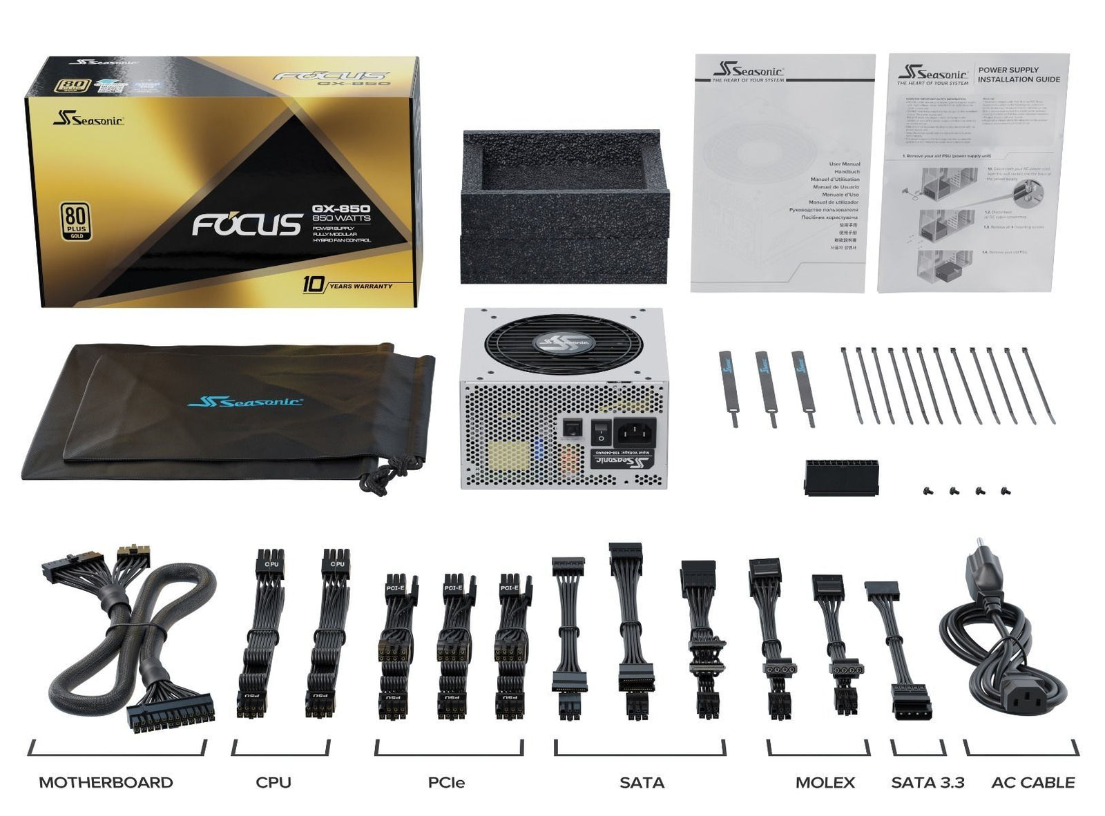 SEASONIC FOCUS GX (ONESEASONIC) WHITE EDITION GX-850 (SSR-850FX WHITE)  850W 80 PLUS GOLD PSU