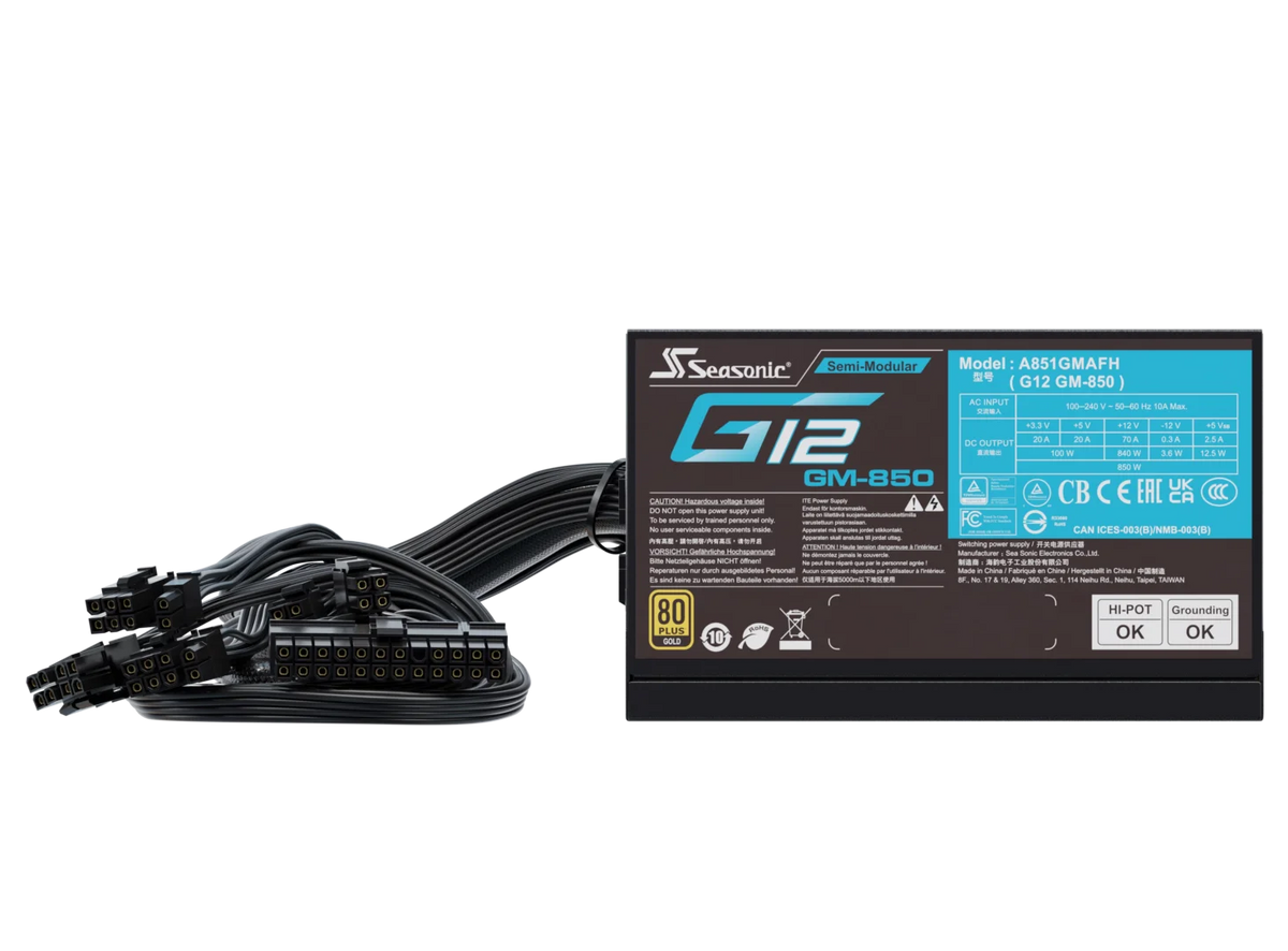 G12 GM 850W 80 PLUS Gold Semi-Modular ATX Power Supply, 5-Year