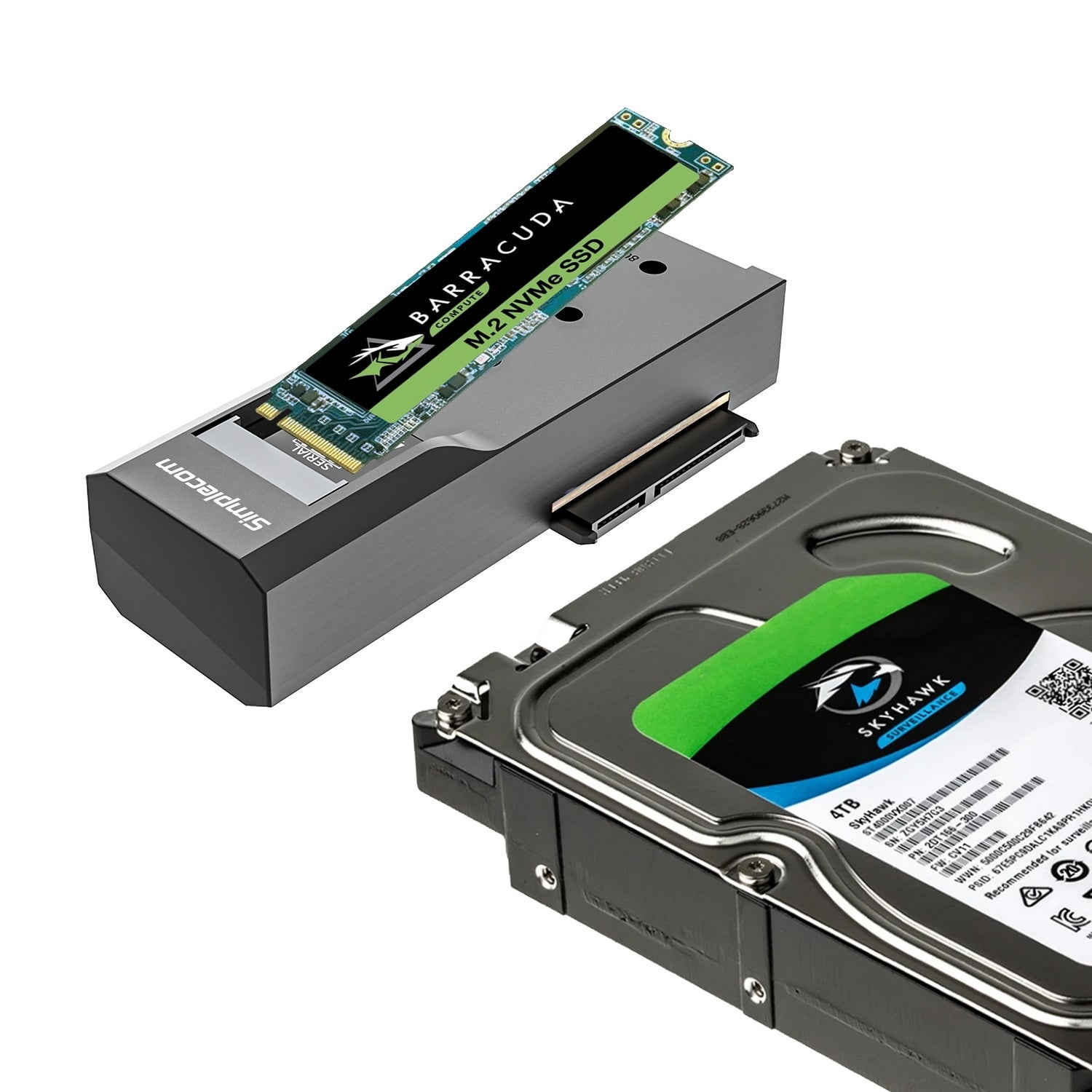 SA536 USB to M.2 and SATA 2-IN-1 Adapter for 2.5"/3.5" HDD & NVMe/SATA M.2 SSD with Power Supply USB 3.2 Gen2 10Gbps