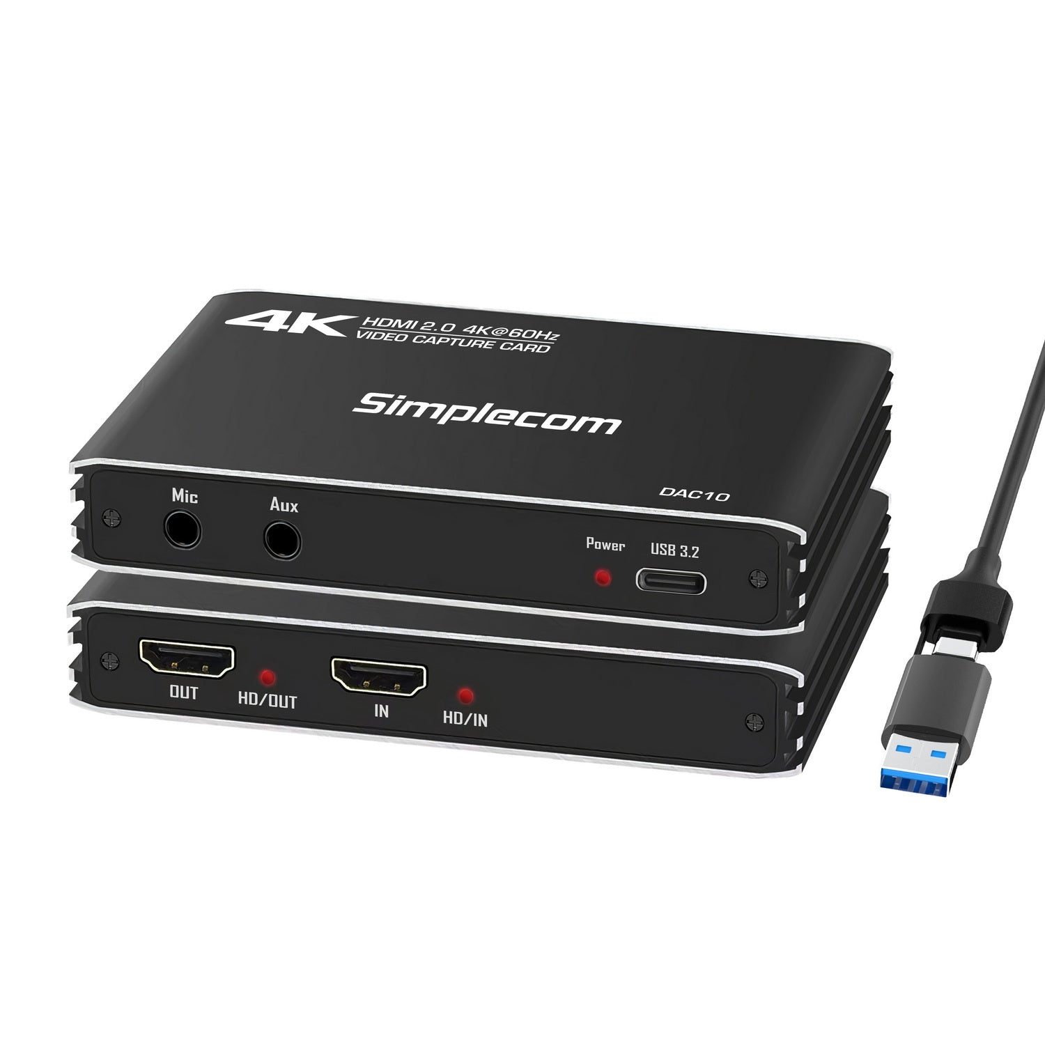 DAC10 HDMI 2.0 to USB 4K@60hz Video Capture Card Stream and Record in 4K 60FPS