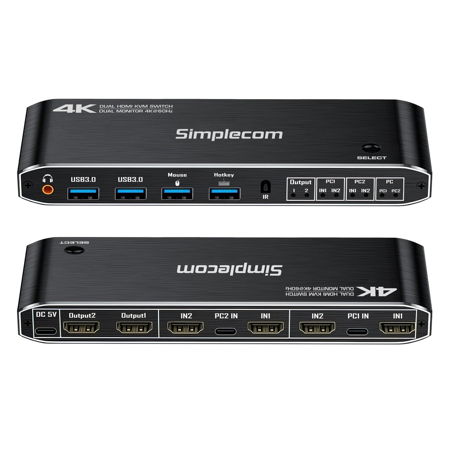 KM430 Dual HDMI Monitor KVM Switch for 2 Computers with 4-Port USB Hub 4K@60Hz Keyboard Hotkey