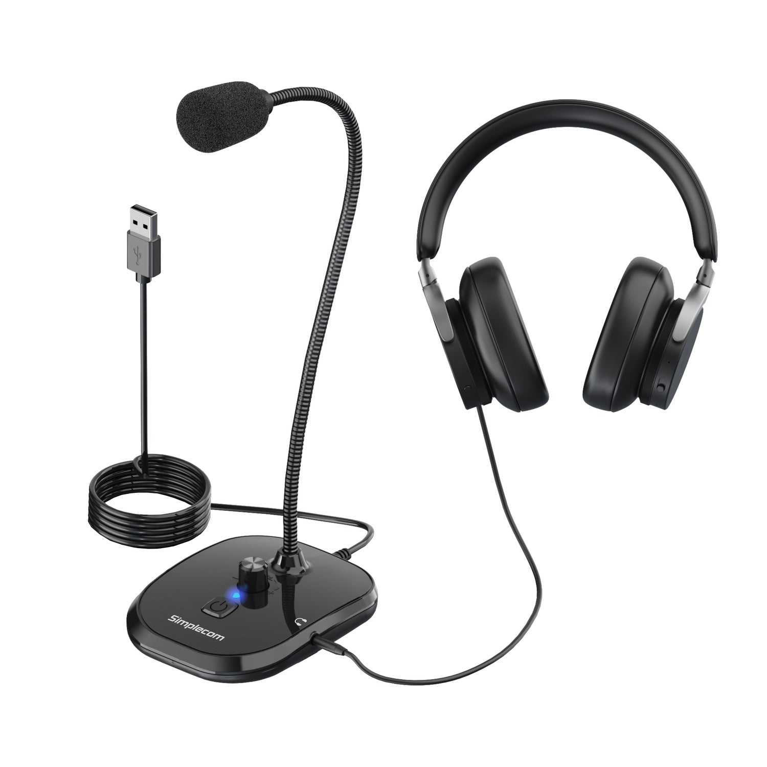 UM360 Plug and Play USB Desktop Microphone with Headphone Jack