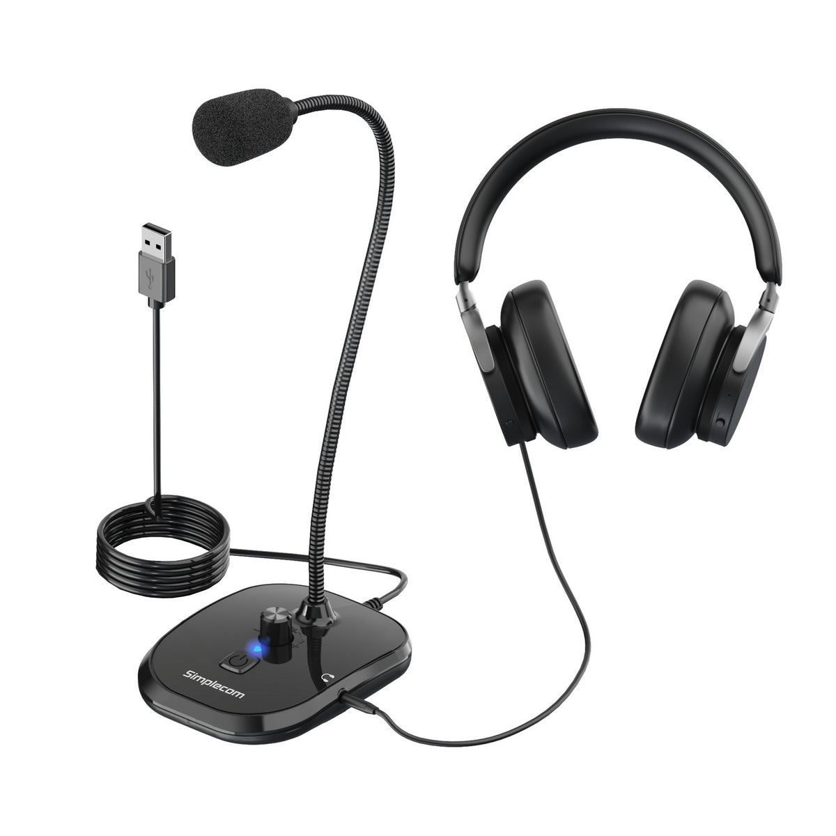 UM360 Plug and Play USB Desktop Microphone with Headphone Jack