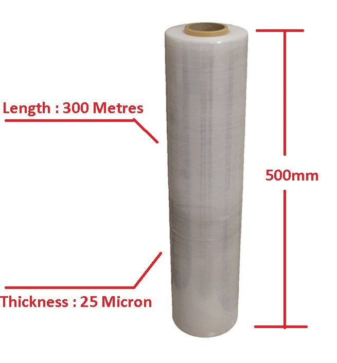 Premium Pallet Stretch Wrap 500mm x 300m x 25um Clear (4 Packs)