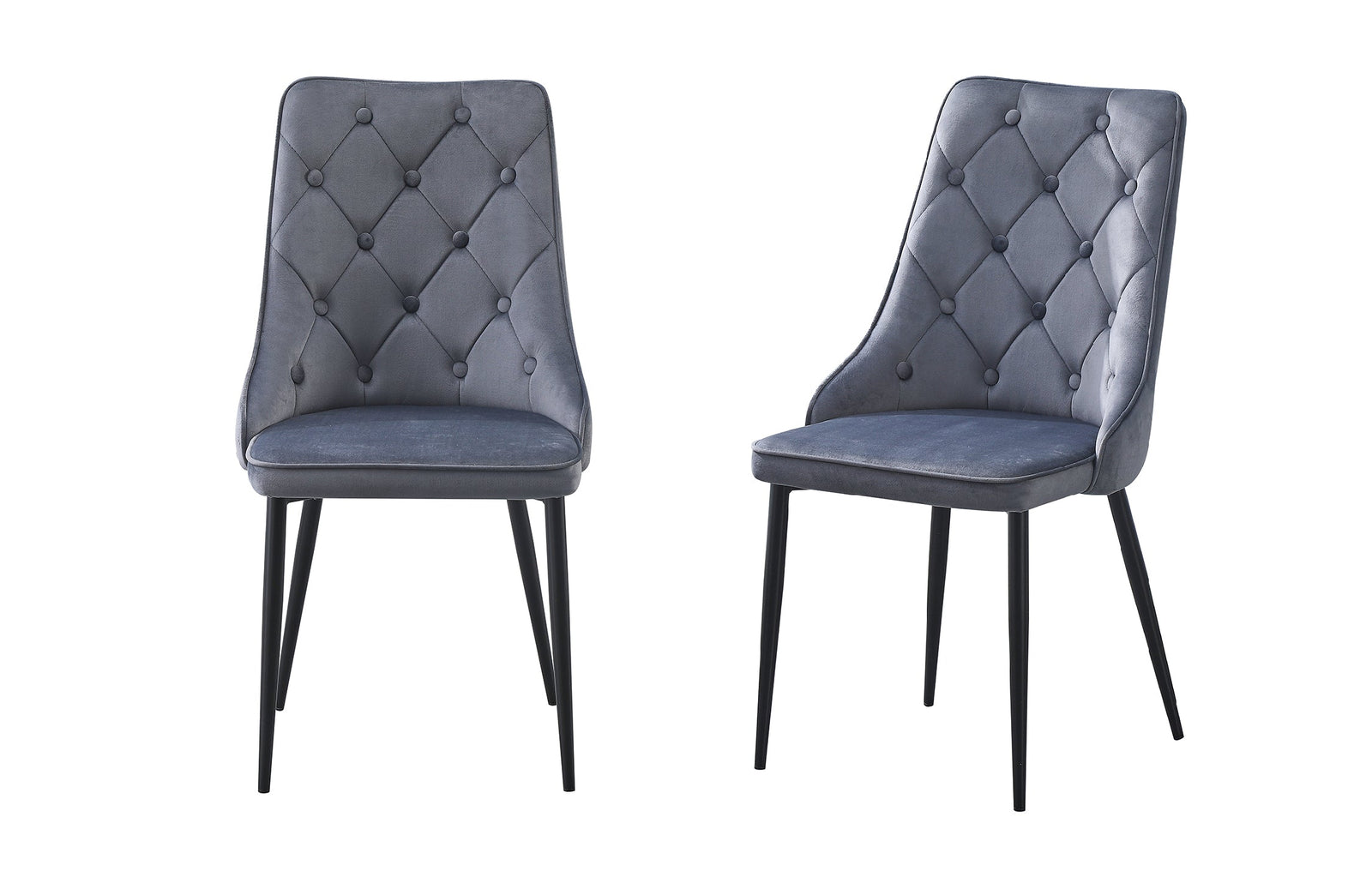 Button Tufted Grey Dining Chairs -Set of 4