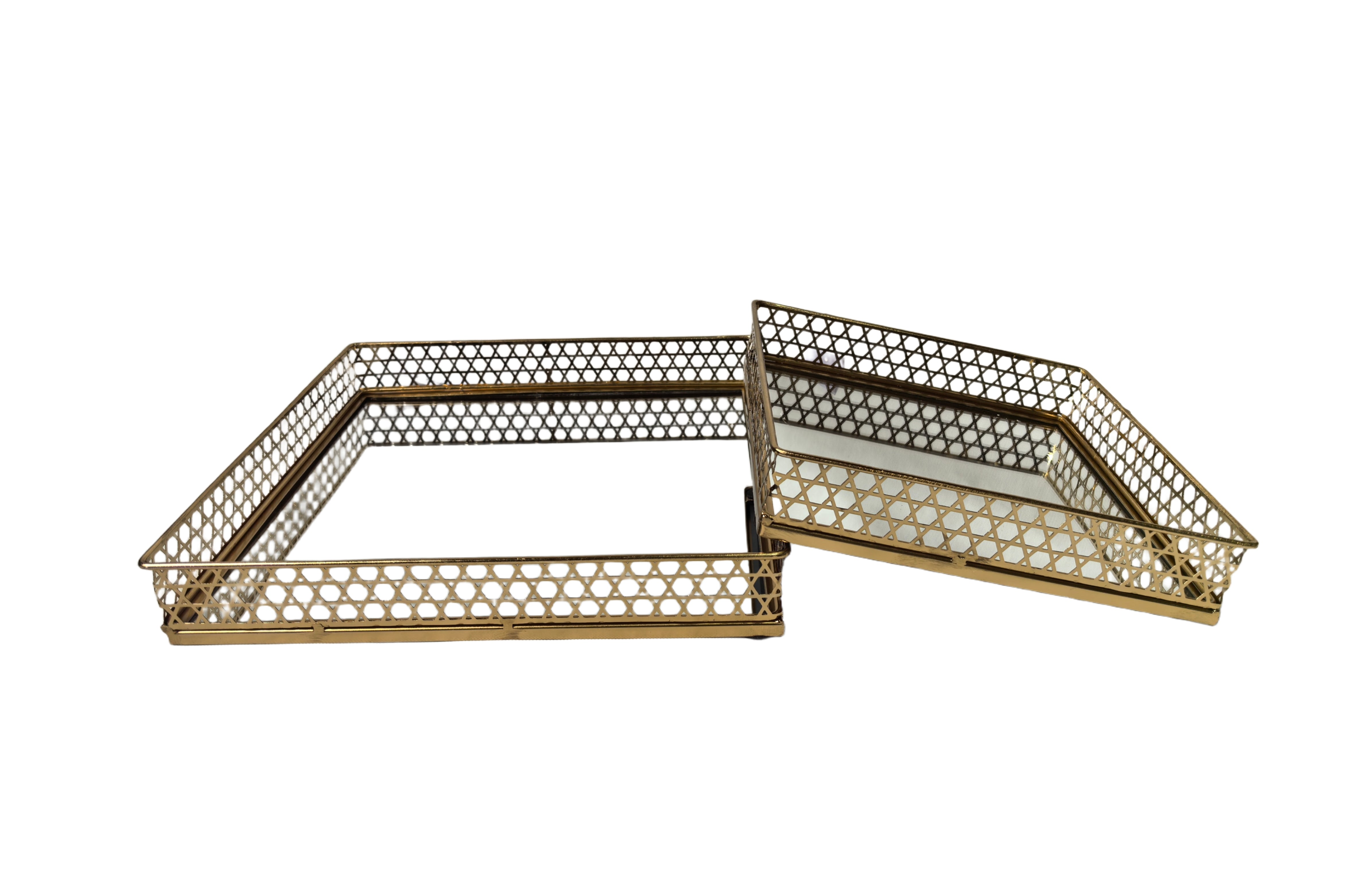 Nina Tray - Rectangle - Set of 2 - Gold