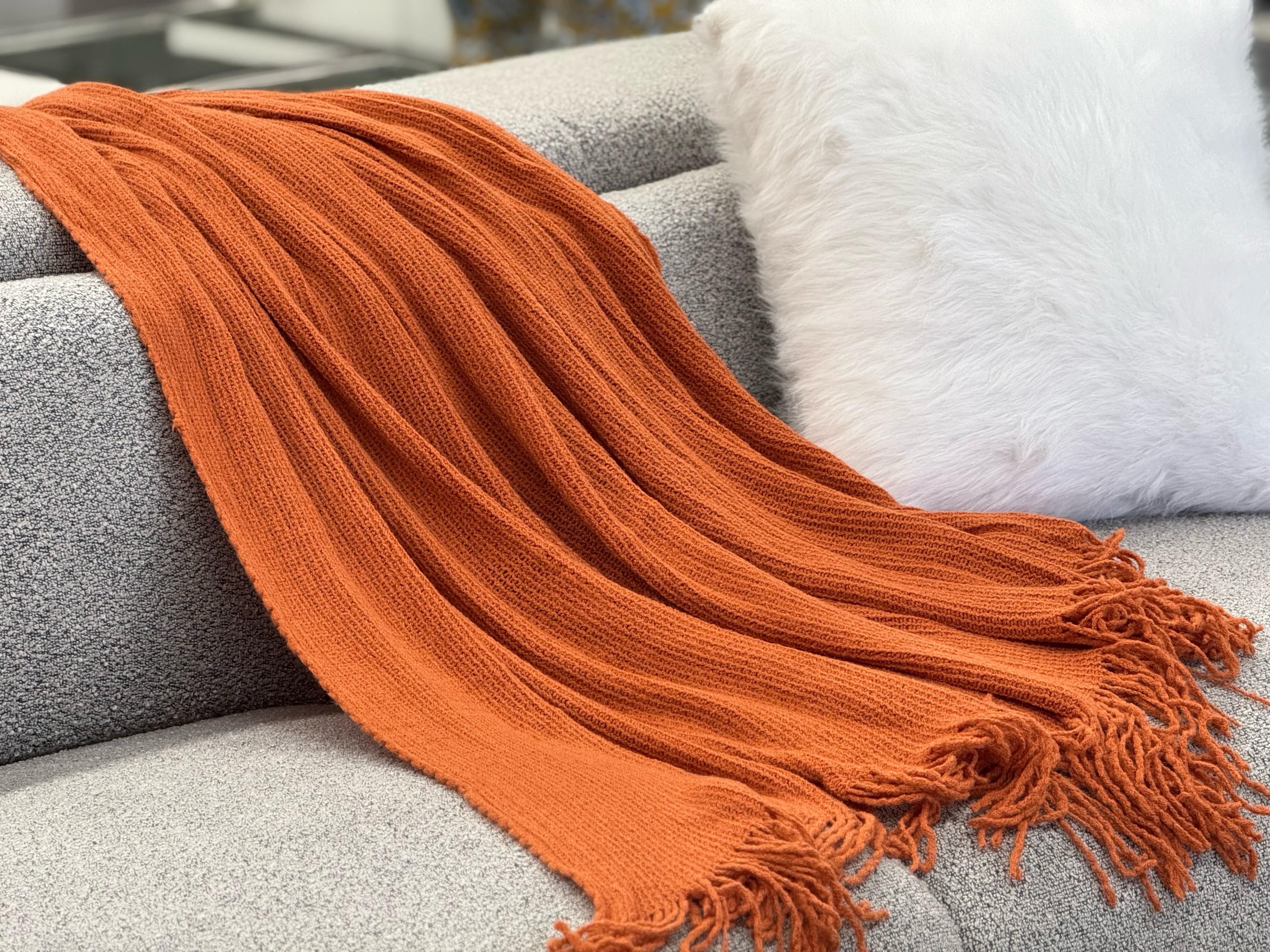 Levi Throw Rug Blanket - Orange