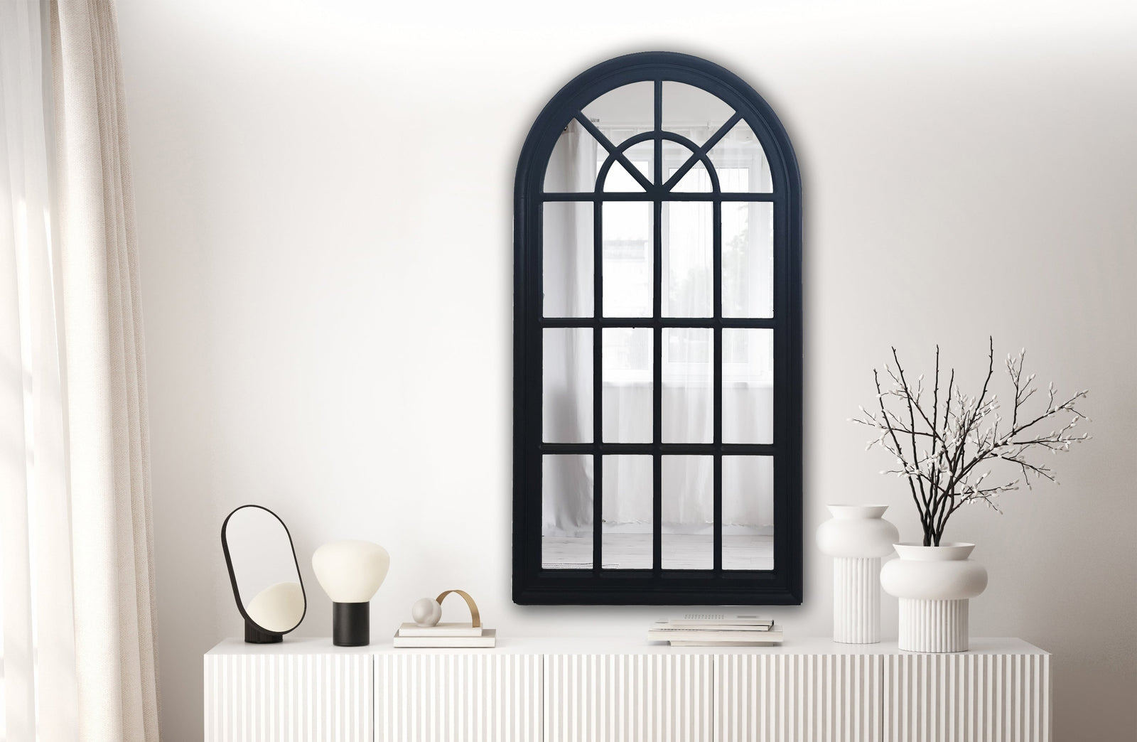 Window Style Mirror - Black Arch 70 CM x 130 CM