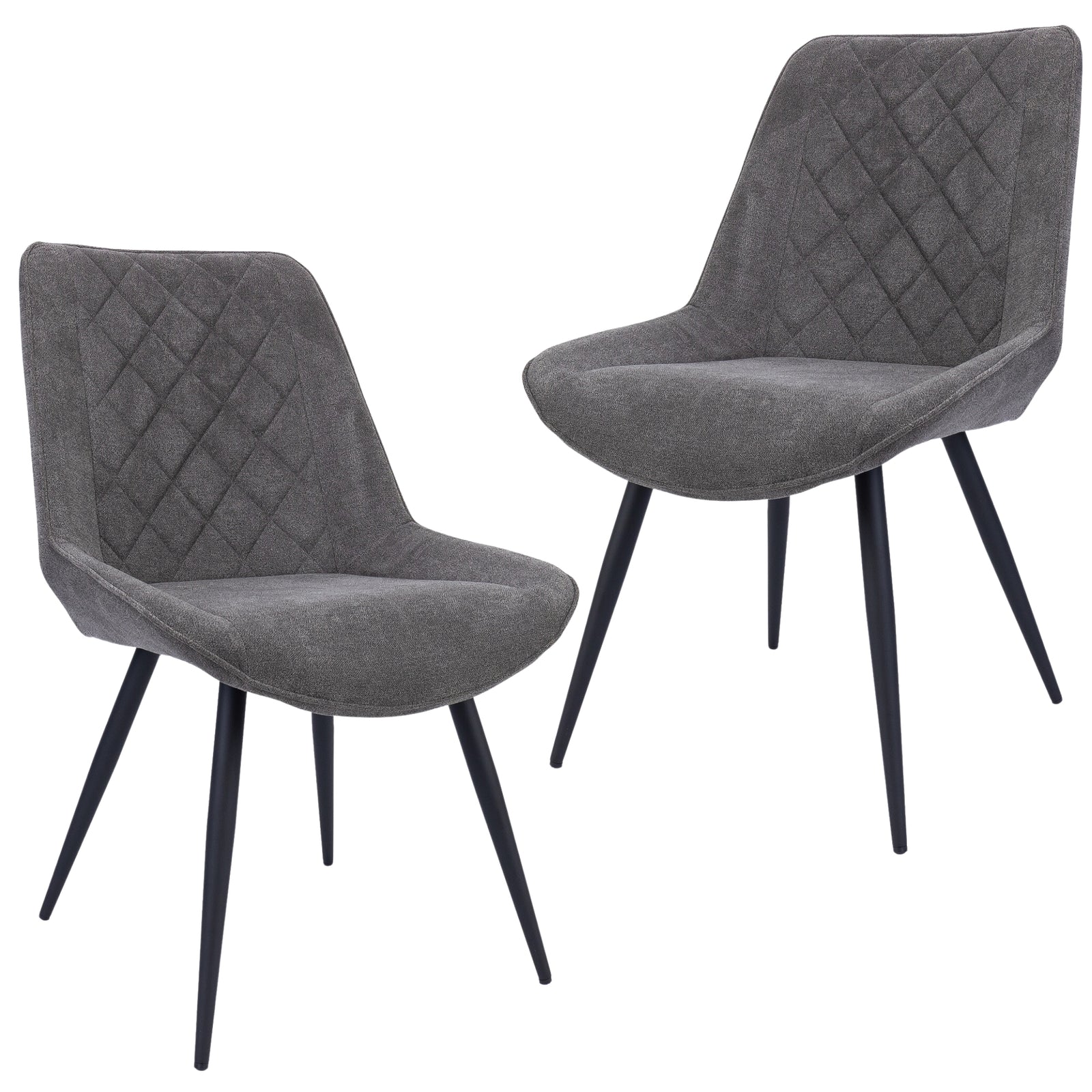 Helenium Dining Chair Set of 2 Fabric Seat with Metal Frame - Graphite