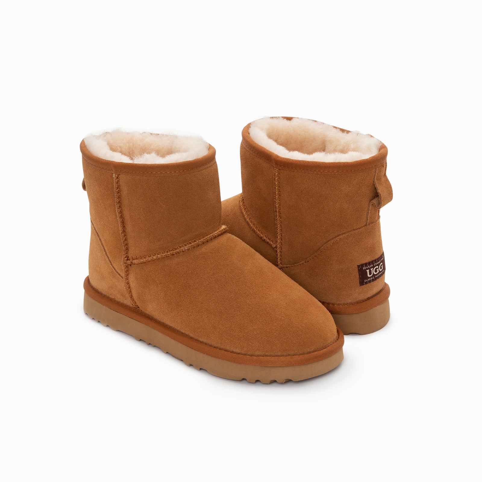 Ugg Boots Genuine Australian Sheepskin Unisex Mini Classic Suede (Chestnut, EU42)