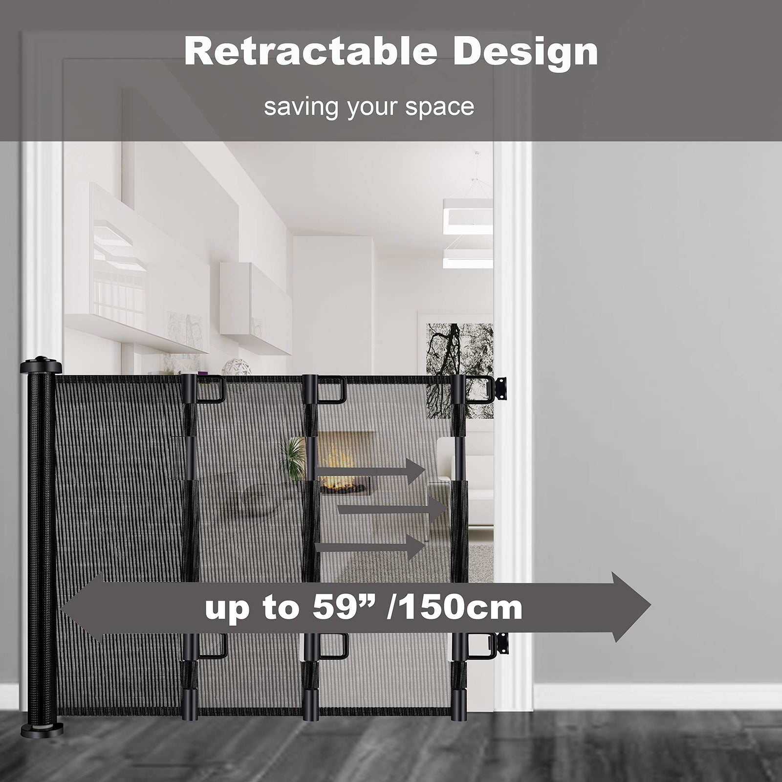 Retractable 1.5M Doorways Hallways Stairs Ba Gate Dog Pet Gate Indoor Outdoor Safety Gates