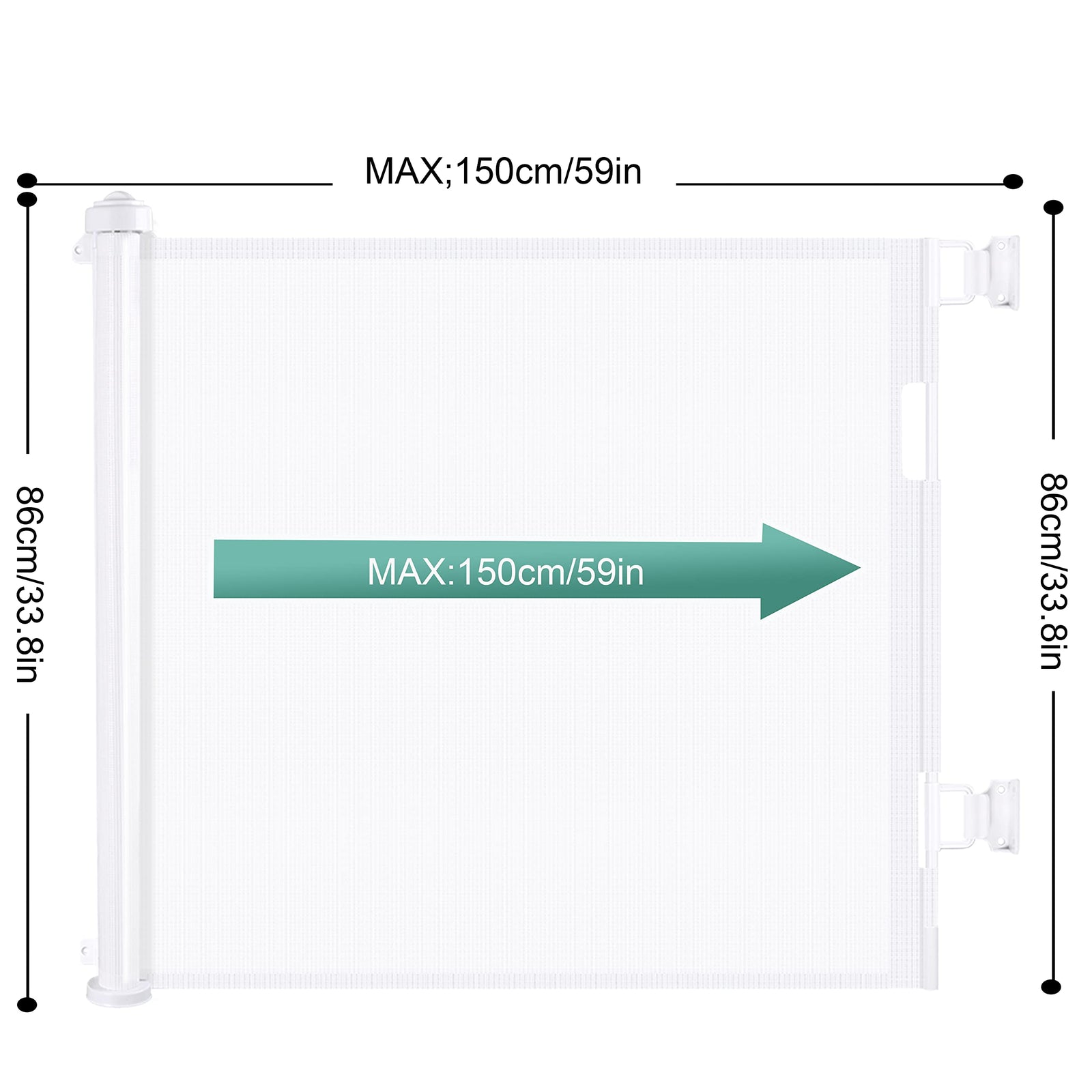 Retractable 1.5M Doorways Hallways Stairs Ba Gate Dog Pet Gate Indoor Outdoor Safety Gates White