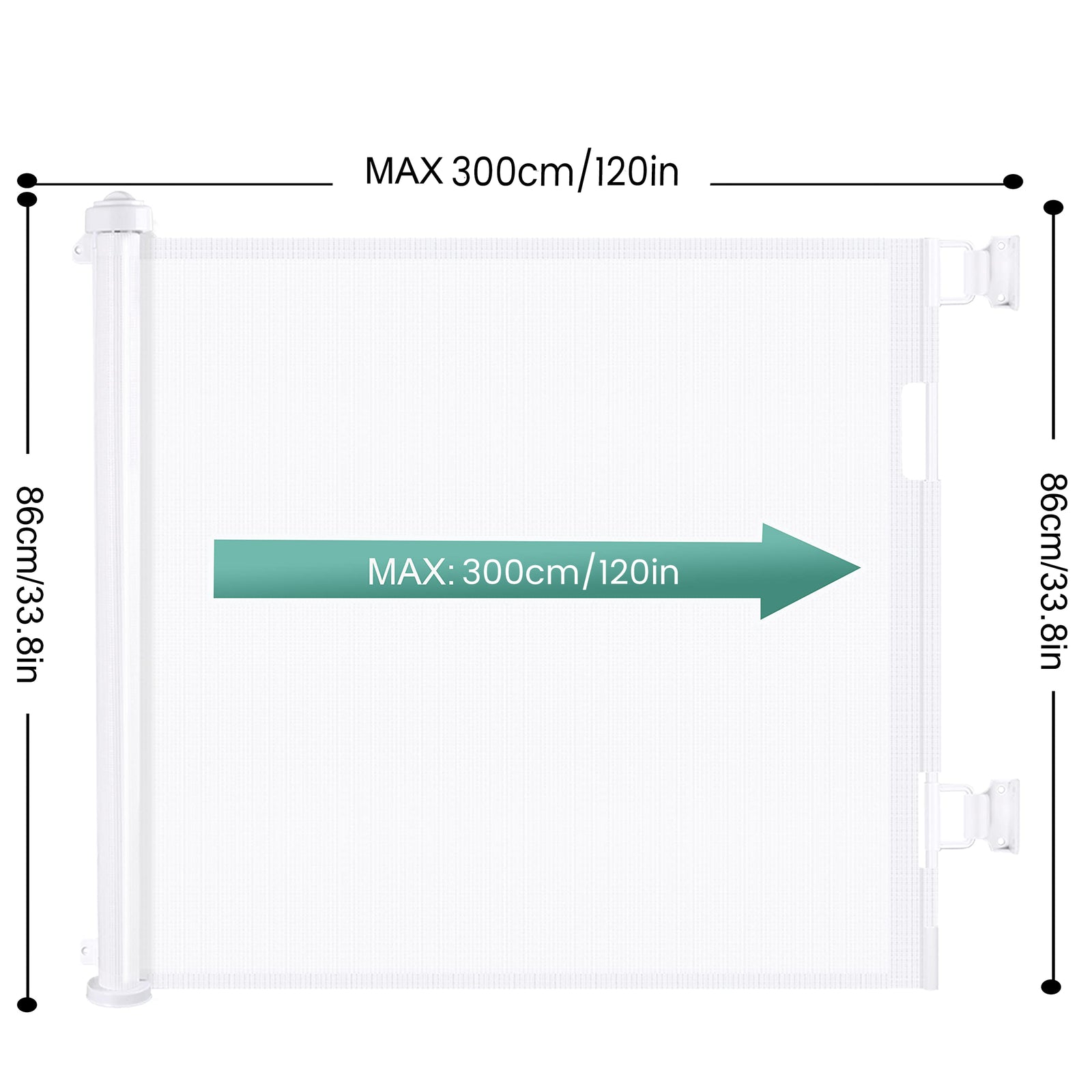 Retractable 3M Doorways Hallways Stairs Ba Gate Dog Pet Gate Indoor Outdoor Safety Gates White