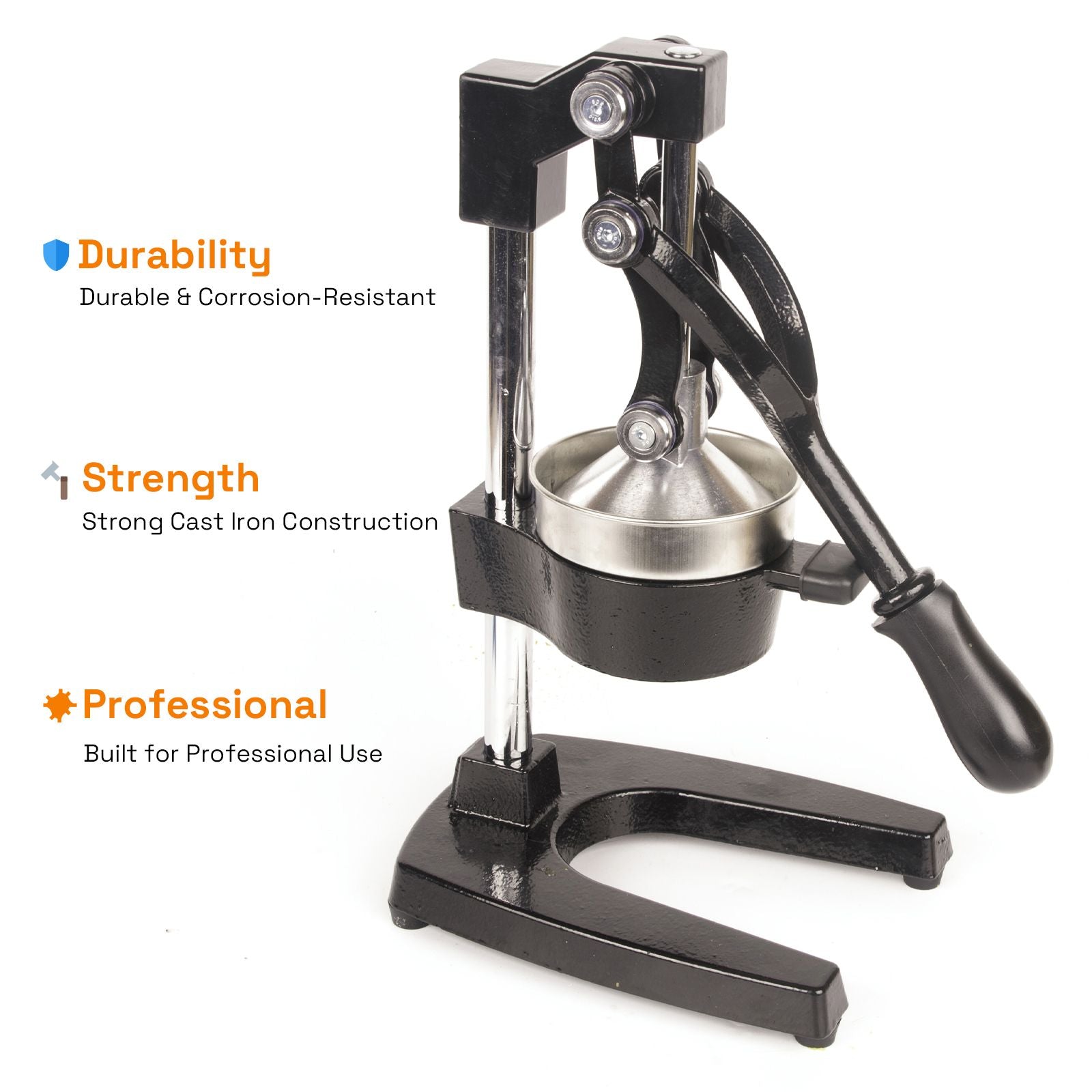 Heavy Duty Commercial Cast Iron Manual Juice Press Citrus Juicer for Oranges, Lemons, Pomegranates Durable Fruit Squeezer