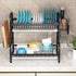 Dish Rack 2 Tier Dish Dryer Drainer Stainless Steel Dish Drying Rack Drip Trays Side Holder Kitchen Storage Save Space