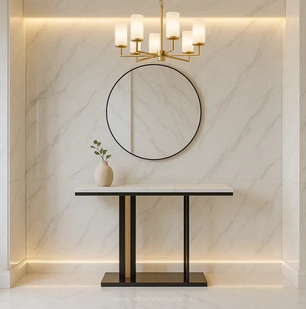 Pandora Stone Marble Console - Marble & Black